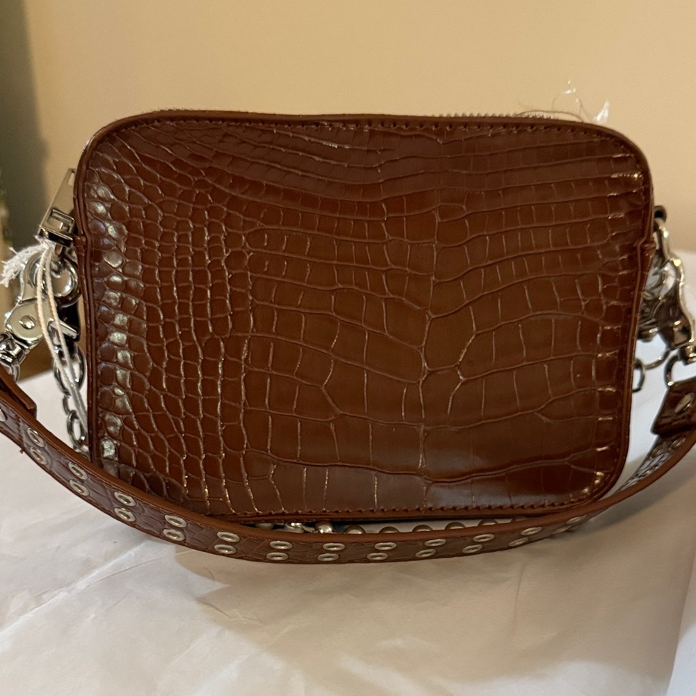Urban Outfitters Brown Croc-Embossed Crossbody Bag - Picture 6 of 13